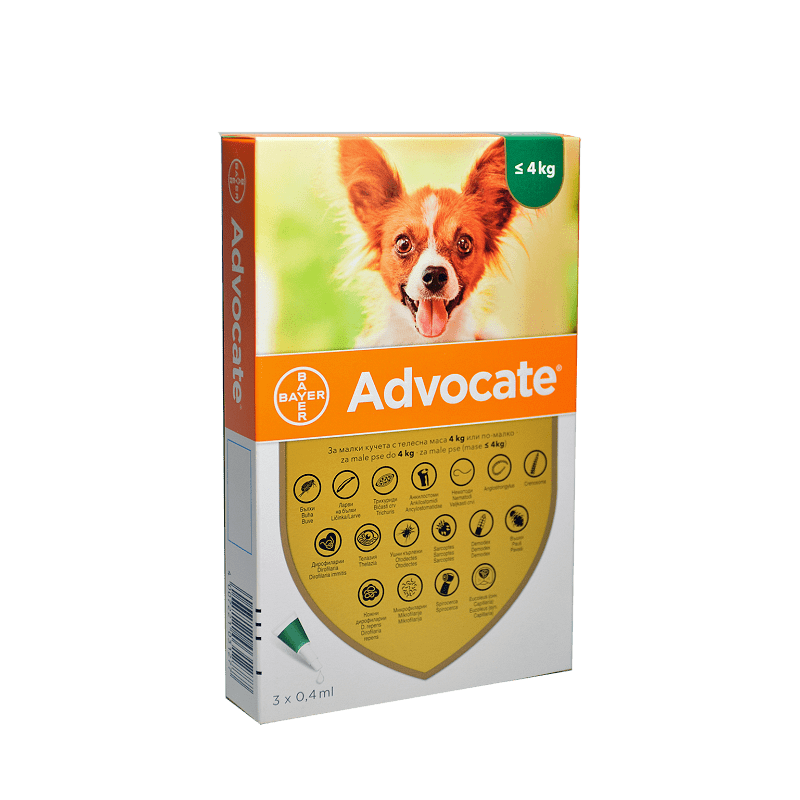 ADVOCATE FOR DOGS UNDER 4 KG / 3 PIPETTES / IMIDACLOPRID/MOXIDECTIN